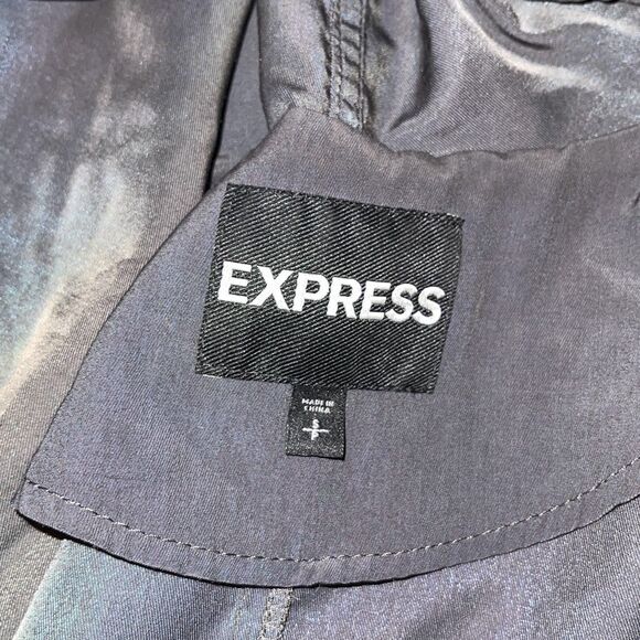 Express Womens Asymmetric Lightweight Oversized Hooded Jacket Gray‎ Small - Picture 4 of 5